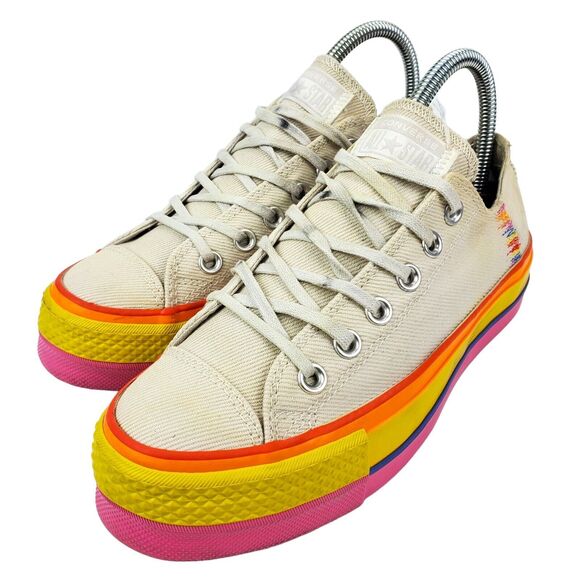 CONVERSE Shoes RAINBOW 1908 Womens Size 7 Limited Edition Platform PRIDE 564992C - Picture 2 of 13